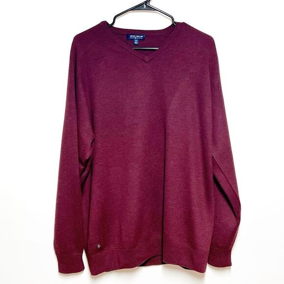 Peter Millar Crown Crafted V Neck Merino Wool Sweater Plum Mens XL - Picture 2 of 5